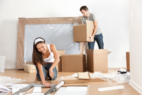 Office removals team preparing a commercial move in Raynes Park