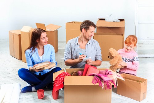Packed household items ready for transport in a local removals van