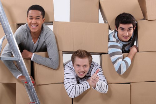 Packed boxes and furniture ready for local house removals