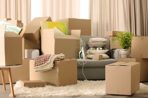 Charity donation items prepared for reuse during a move
